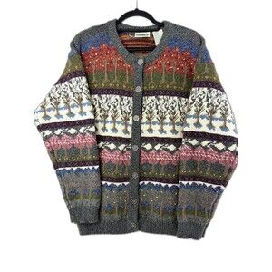 Vntg 90s Northern Reflections Button Cardigan Four Seasons Tree Wool Blend M